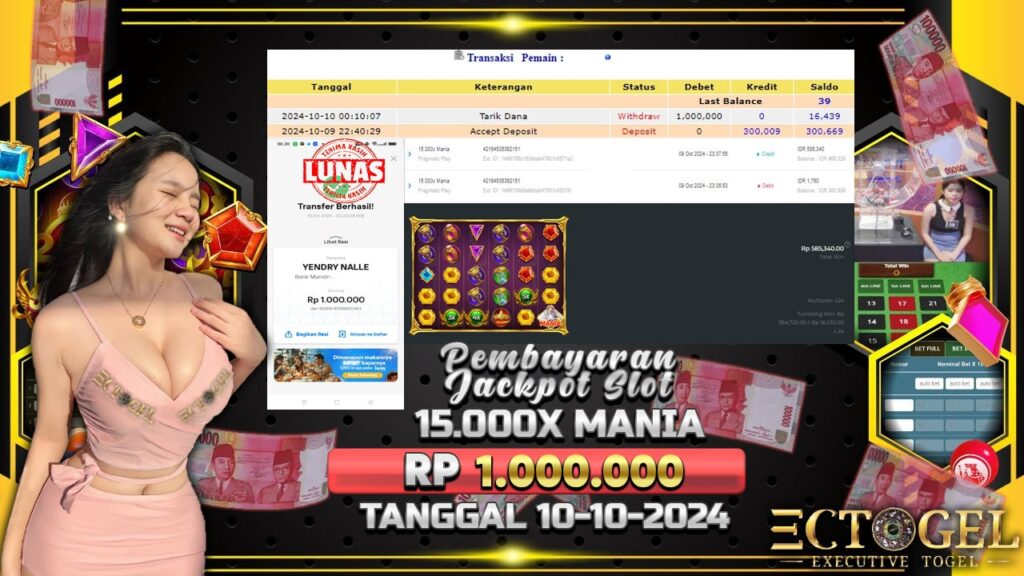 BUKTI JACKPOT SLOT 15.000X MANIA TERPERCAYA DI INDONESIA TGL 10-10-2024