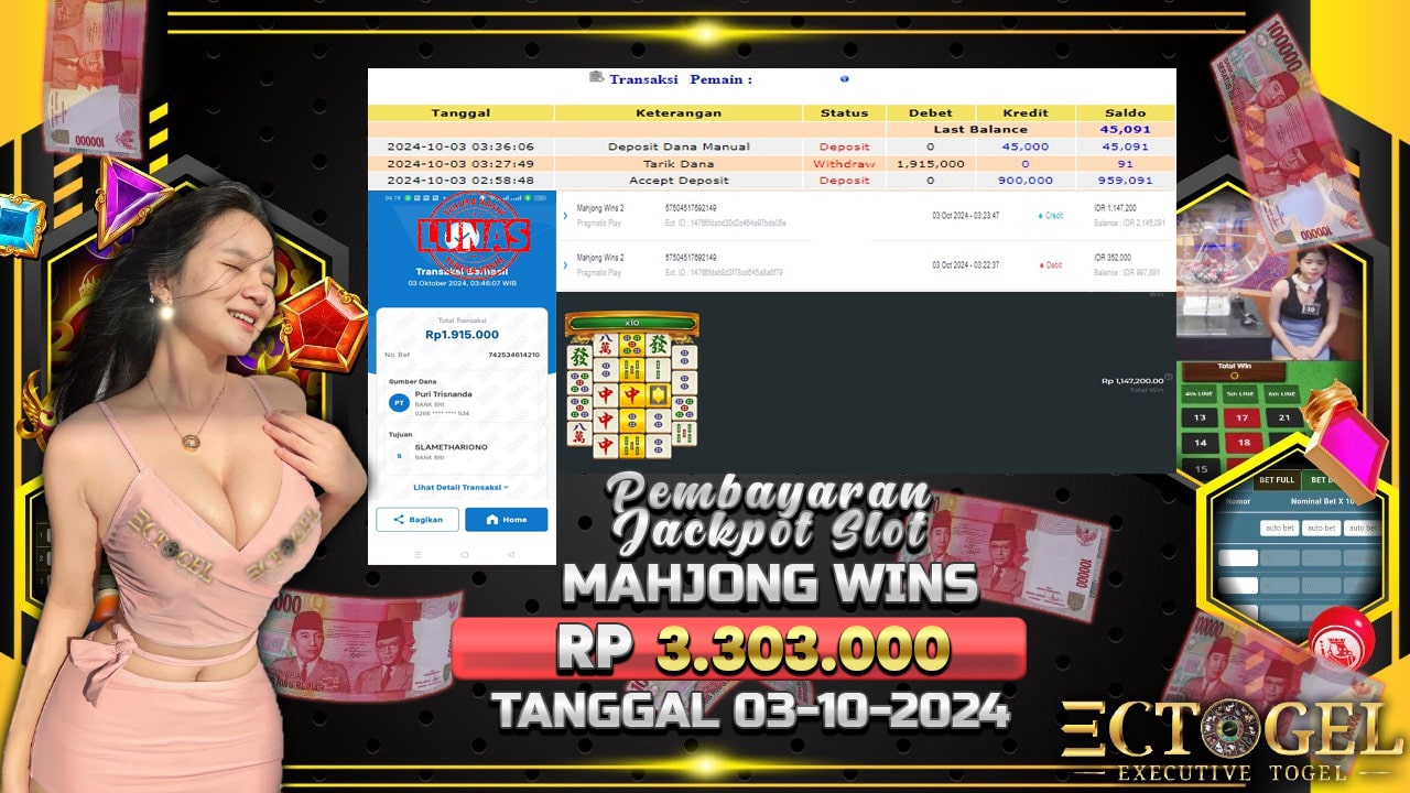 BUKTI JACKPOT SLOT MAHJONG WINS 2 TERPERCAYA DI INDONESIA TGL 03-10-2024