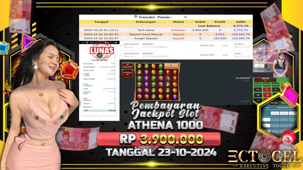 BUKTI JACKPOT SLOT WISDOM OF ATHENA 1000 TERPERCAYA DI INDONESIA TGL 23-10-2024