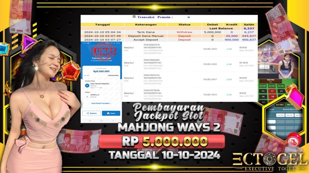 BUKTI JACKPOT SLOT MAHJONG WAYS 2 TERPERCAYA DI INDONESIA TGL 10-10-2024